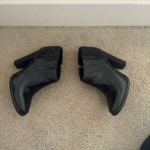 Diesel Black Leather Studded Pattern Ankle Boots